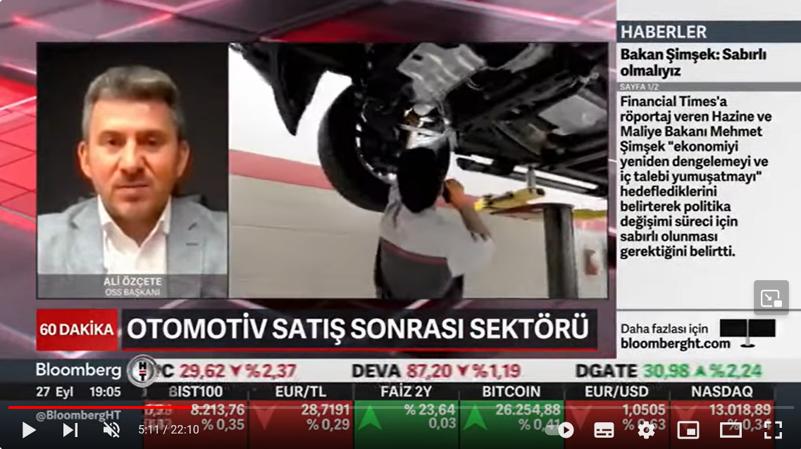 OSS Başkanı Ali ÖZÇETE'nin konuk olduğu 27.09.2023 Tarihli Bloomberg HT Kanalı Ana Haber Bülteni